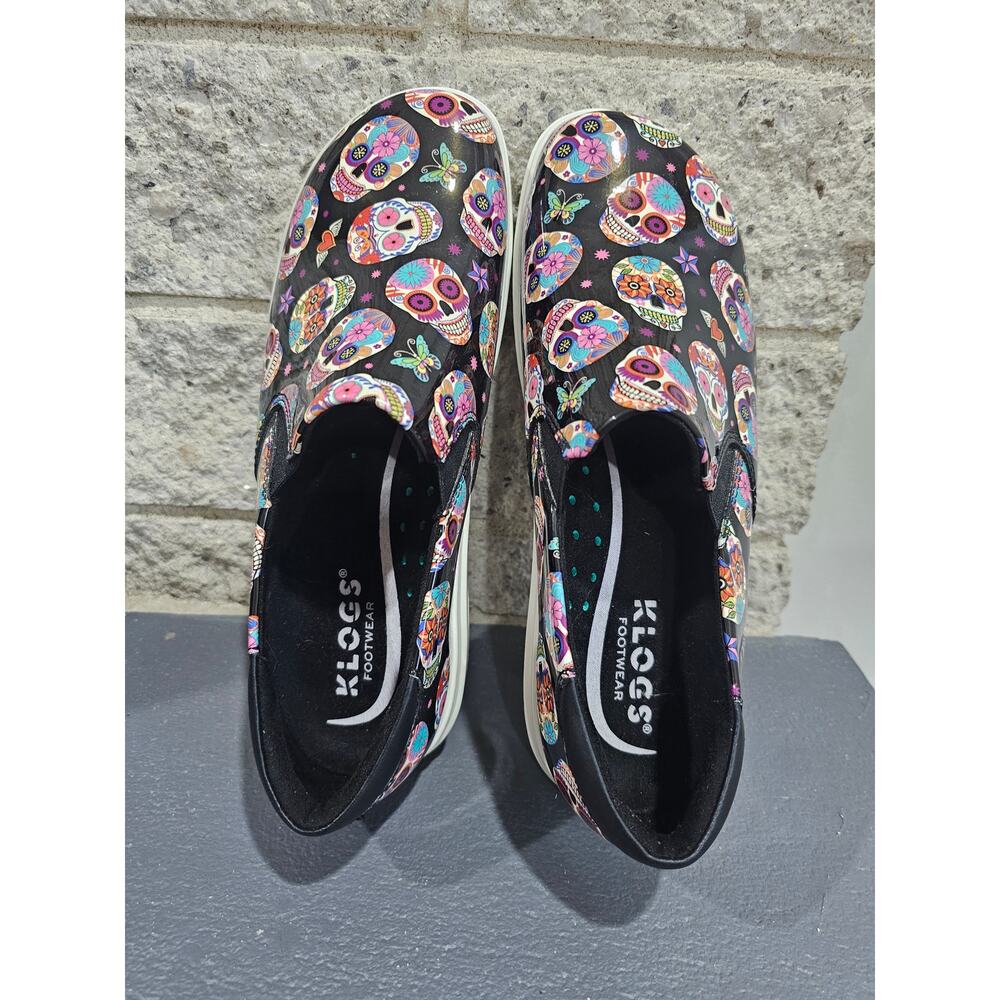 Klogs Footwear Ascent Candy Skull Patent Clogs, Nurse, Teacher, Womens Sz 7.5 - Picture 2 of 6
